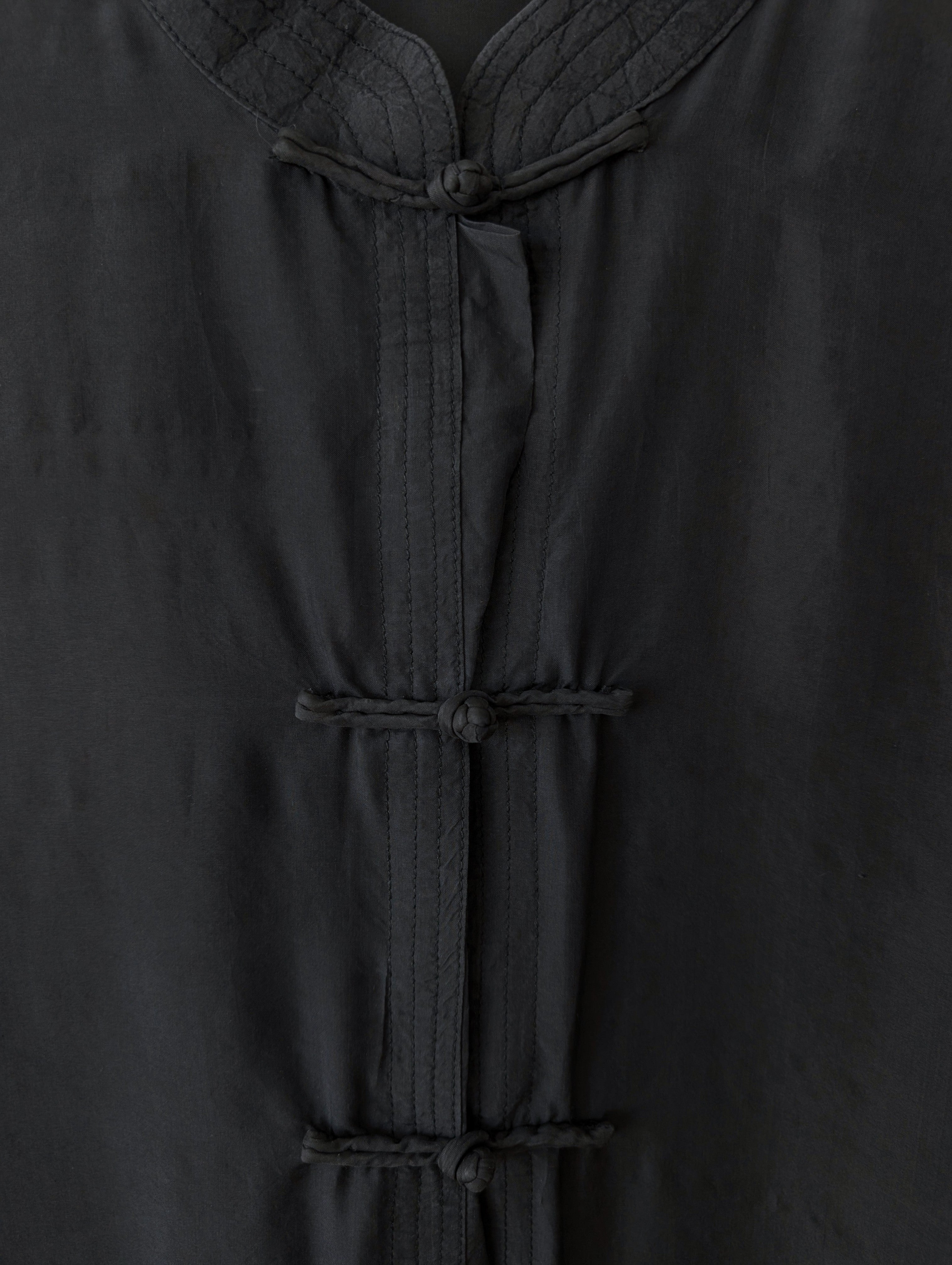 *Seide* Kimono Bluse Anthrazit Schwarz (XL)