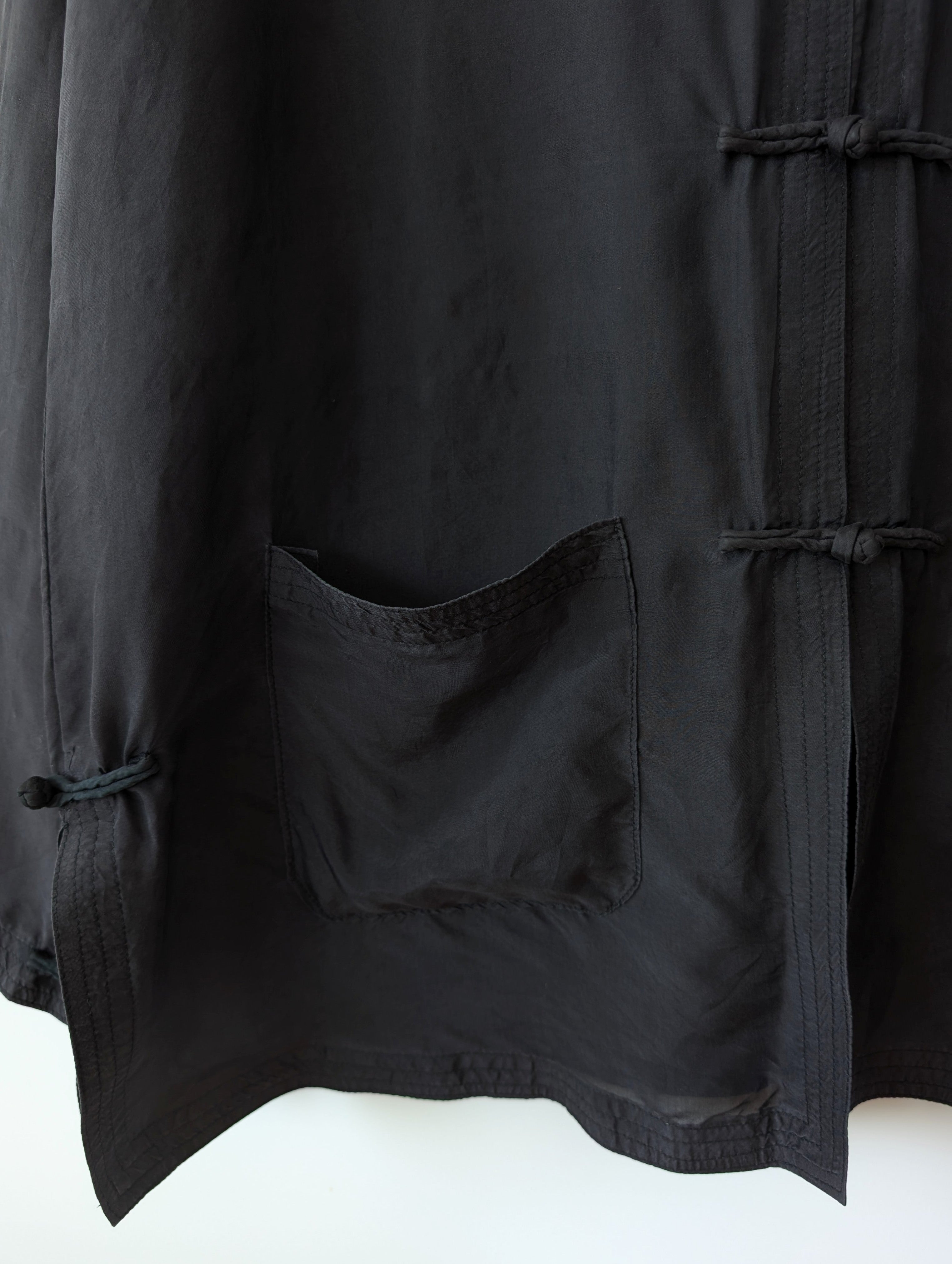*Seide* Kimono Bluse Anthrazit Schwarz (XL)