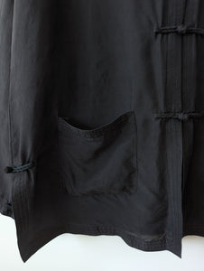 *Seide* Kimono Bluse Anthrazit Schwarz (XL)