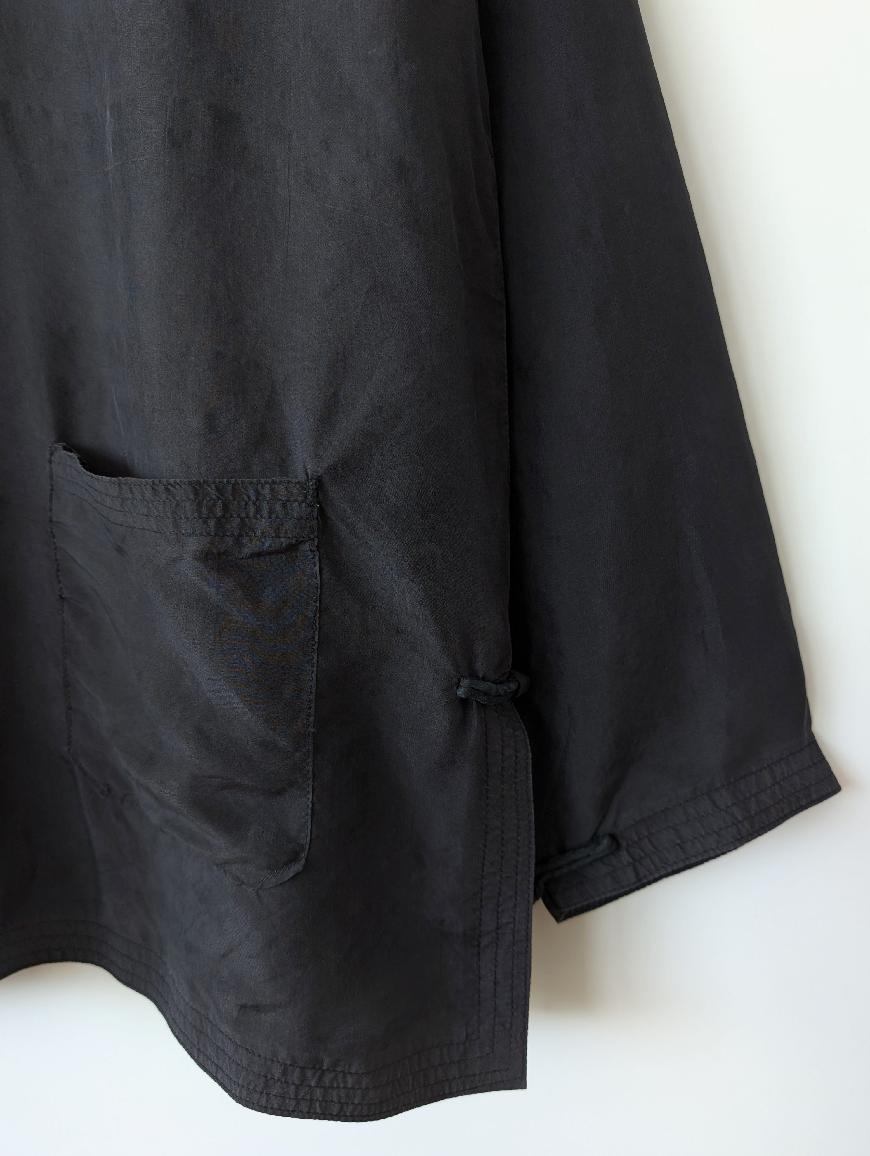 *Seide* Kimono Bluse Anthrazit Schwarz (XL)