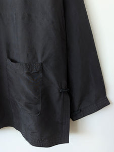 *Seide* Kimono Bluse Anthrazit Schwarz (XL)