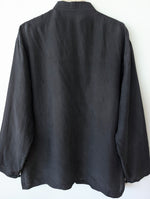 Lade das Bild in den Galerie-Viewer, *Seide* Kimono Bluse Anthrazit Schwarz (XL)
