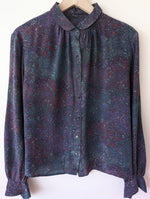 Lade das Bild in den Galerie-Viewer, *Seide* Bluse 80s Psychdelic Print Schleife (M-L)
