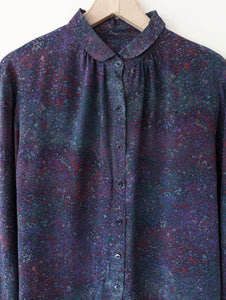 *Seide* Bluse 80s Psychdelic Print Schleife (M-L)