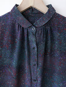 *Seide* Bluse 80s Psychdelic Print Schleife (M-L)