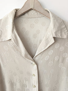 *Escada* Bluse Seide Blumen Logo Stick (M)