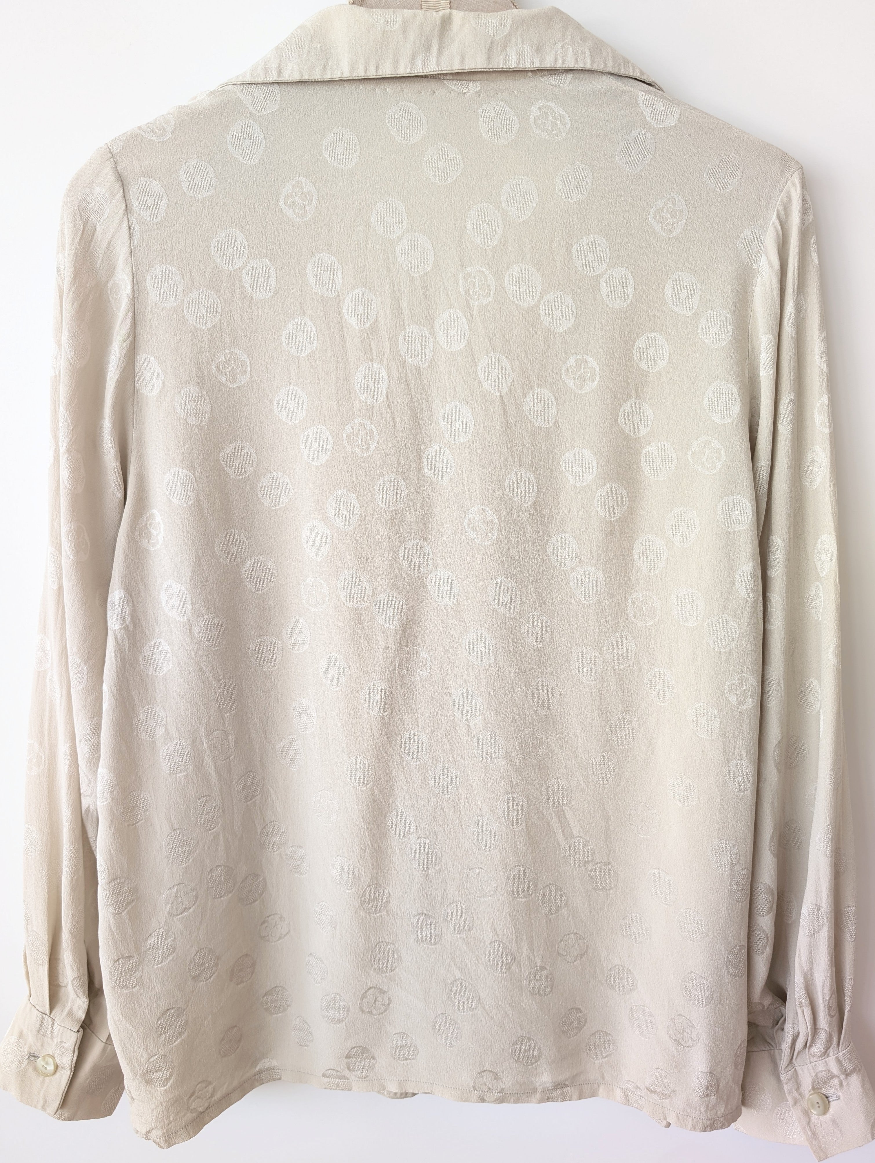 *Escada* Bluse Seide Blumen Logo Stick (M)