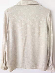 *Escada* Bluse Seide Blumen Logo Stick (M)