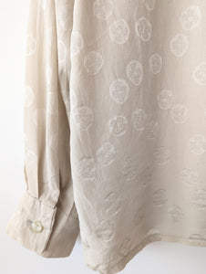 *Escada* Bluse Seide Blumen Logo Stick (M)