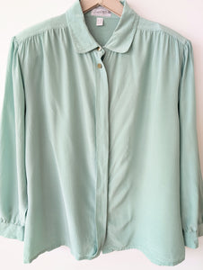 *Seide* Bluse Premium Basic Mint Pastell (XXL)