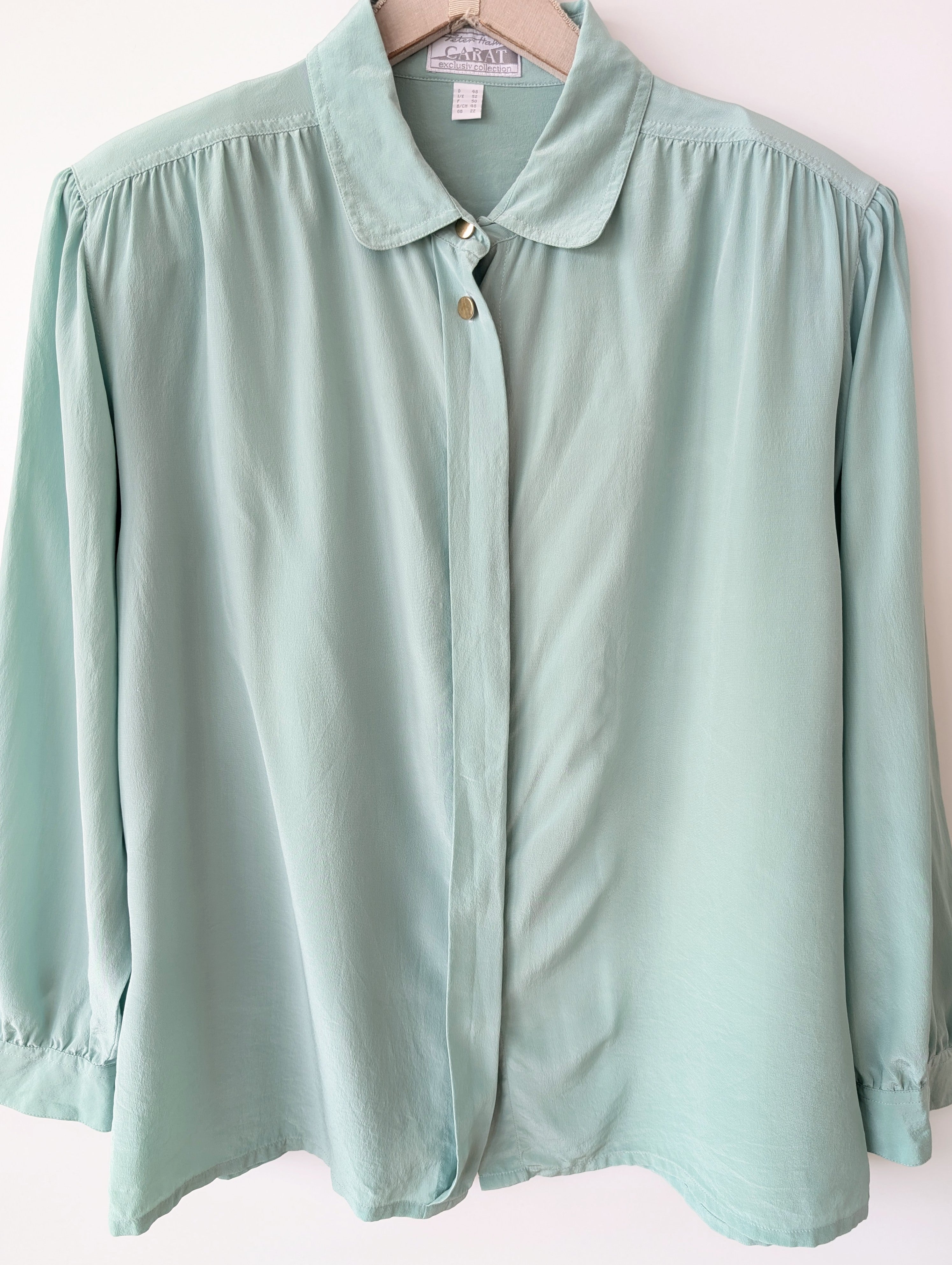 *Seide* Bluse Premium Basic Mint Pastell (XXL)