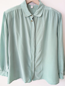 *Seide* Bluse Premium Basic Mint Pastell (XXL)