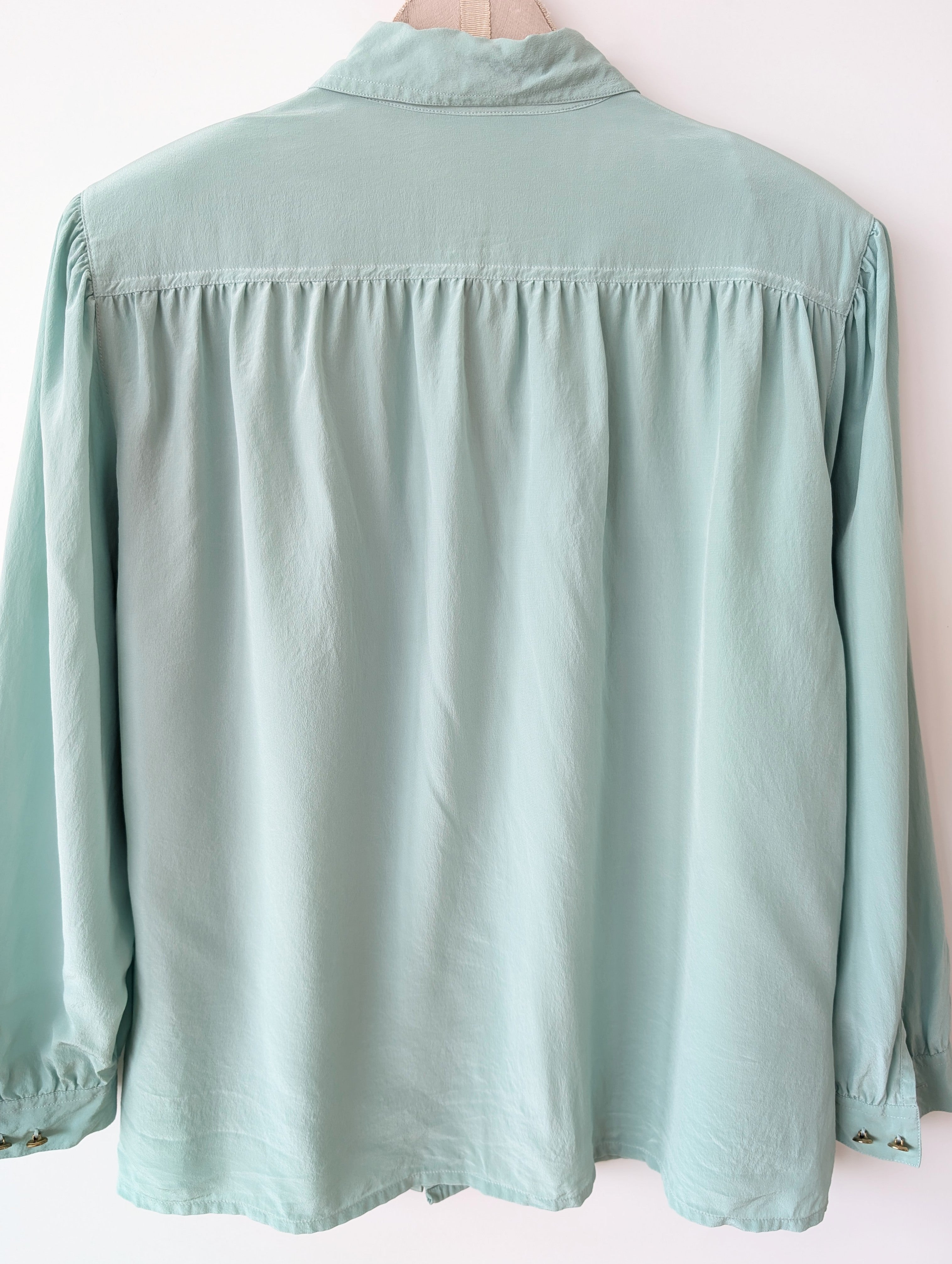 *Seide* Bluse Premium Basic Mint Pastell (XXL)