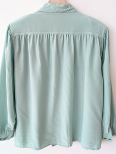 *Seide* Bluse Premium Basic Mint Pastell (XXL)