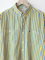 Lade das Bild in den Galerie-Viewer, *Benetton* Hemd 80s Blockstreifen Gelb Blau (M-L)
