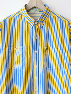 *Benetton* Hemd 80s Blockstreifen Gelb Blau (M-L)