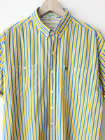 Lade das Bild in den Galerie-Viewer, *Benetton* Hemd 80s Blockstreifen Gelb Blau (M-L)
