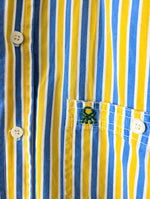 Lade das Bild in den Galerie-Viewer, *Benetton* Hemd 80s Blockstreifen Gelb Blau (M-L)
