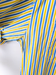 *Benetton* Hemd 80s Blockstreifen Gelb Blau (M-L)