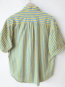 *Benetton* Hemd 80s Blockstreifen Gelb Blau (M-L)