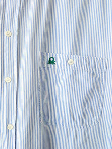 *Benetton* Hemd 80s Nadelstreifen Blau (M-L)