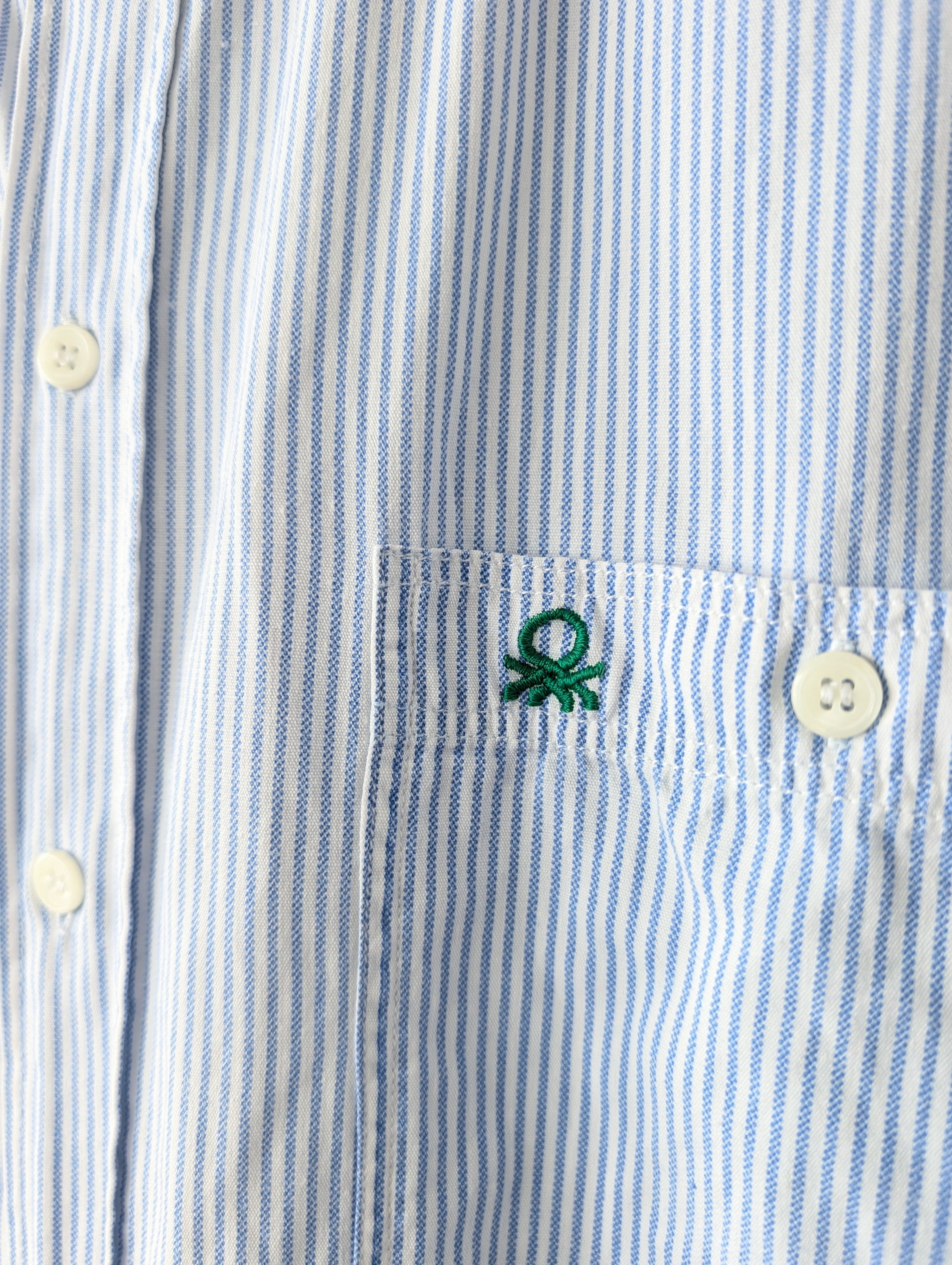 *Benetton* Hemd 80s Nadelstreifen Blau (M-L)
