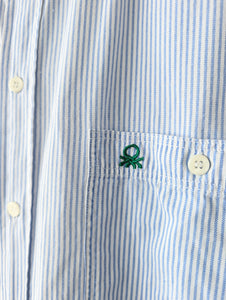 *Benetton* Hemd 80s Nadelstreifen Blau (M-L)