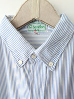 Lade das Bild in den Galerie-Viewer, *Benetton* Hemd 80s Nadelstreifen Blau (M-L)
