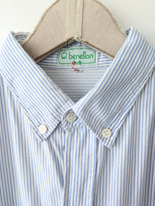 *Benetton* Hemd 80s Nadelstreifen Blau (M-L)