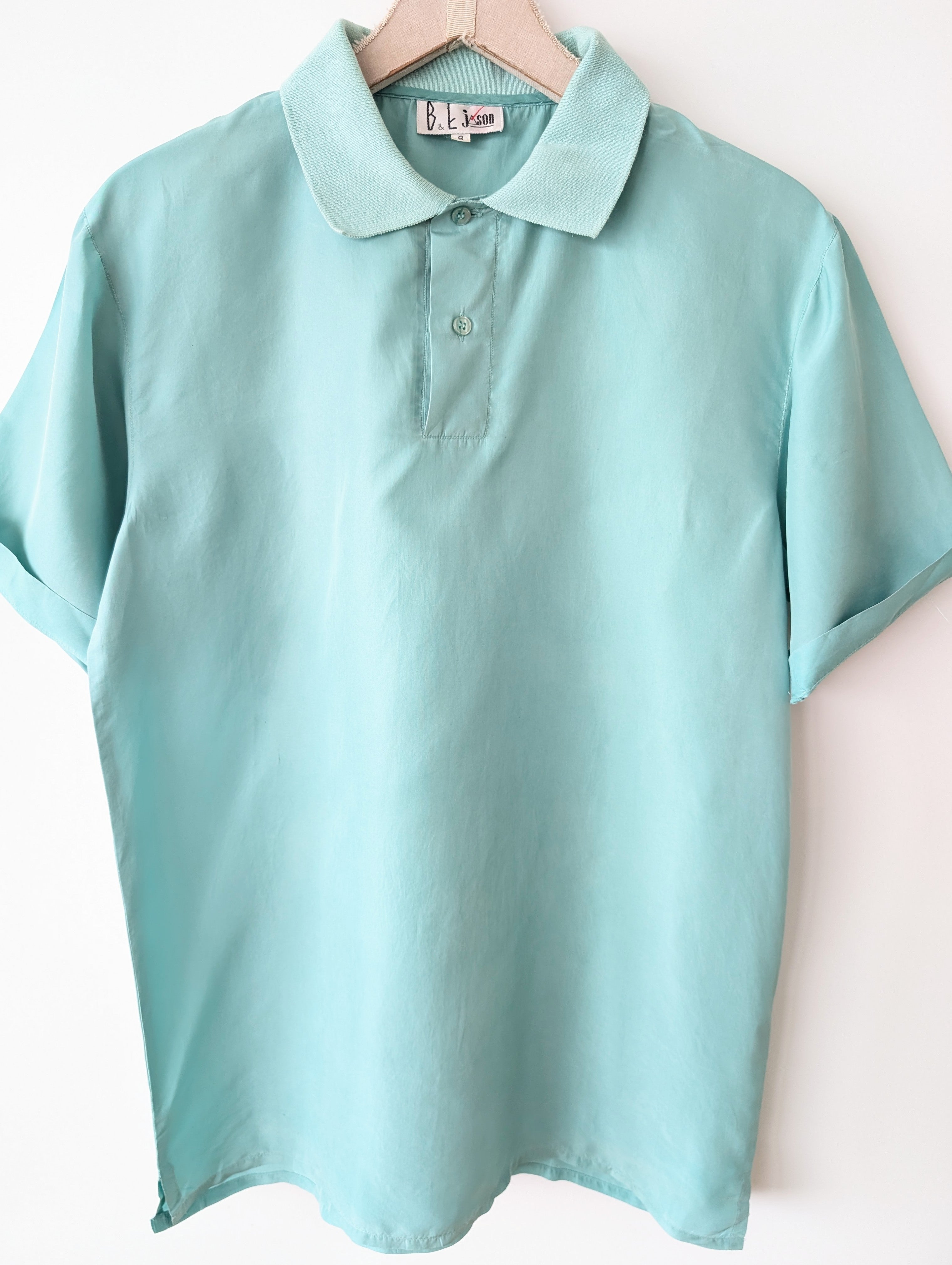*Seide* Hemd Polo Basic Mintgrün (M-L)