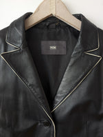 Lade das Bild in den Galerie-Viewer, Leder Blazer Schwarz Y2K Streifen (M)

