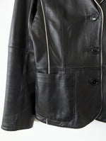 Lade das Bild in den Galerie-Viewer, Leder Blazer Schwarz Y2K Streifen (M)
