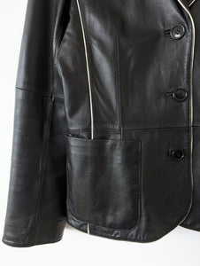 Leder Blazer Schwarz Y2K Streifen (M)
