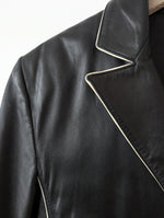 Lade das Bild in den Galerie-Viewer, Leder Blazer Schwarz Y2K Streifen (M)
