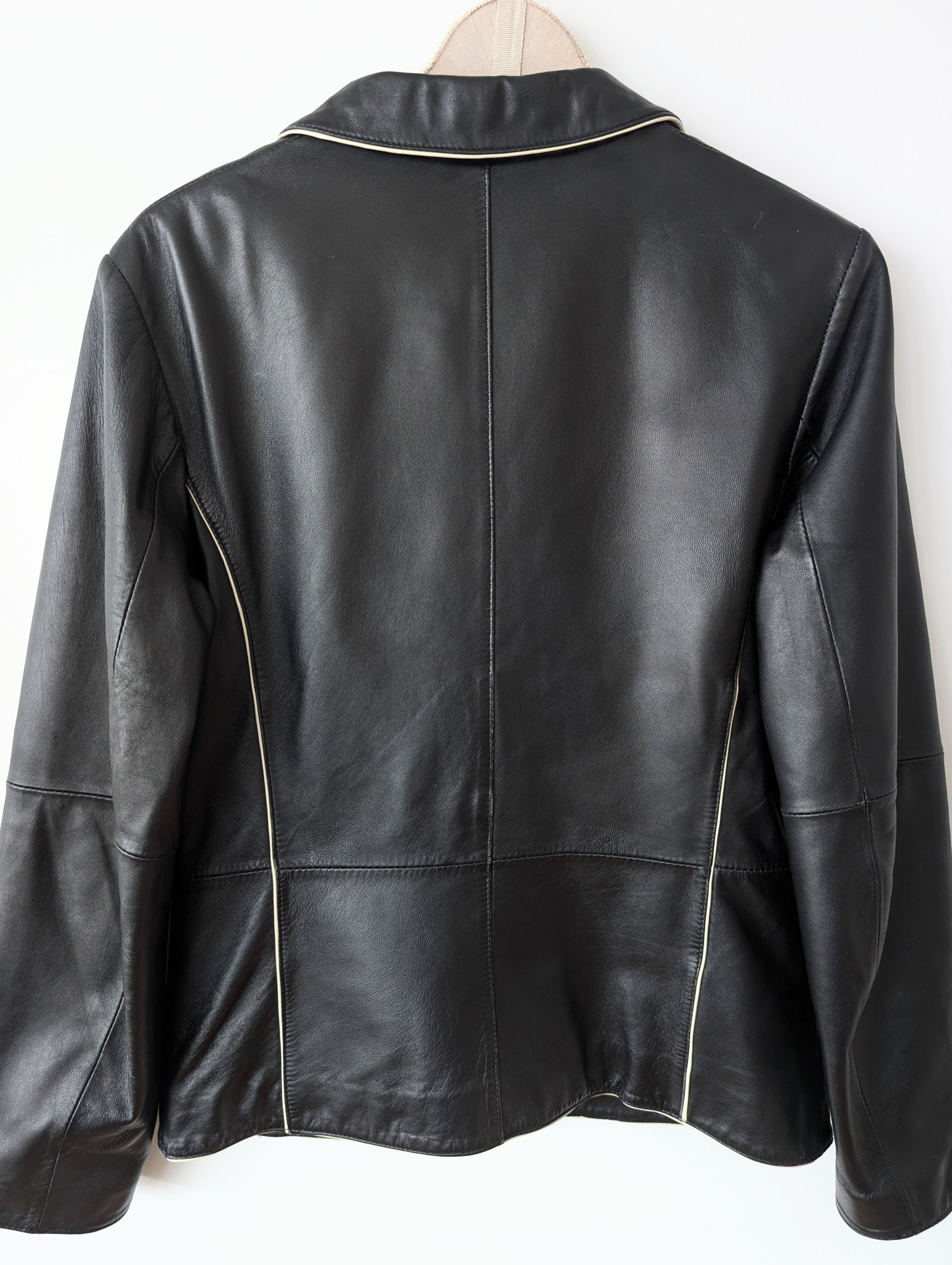 Leder Blazer Schwarz Y2K Streifen (M)