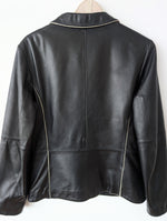 Lade das Bild in den Galerie-Viewer, Leder Blazer Schwarz Y2K Streifen (M)
