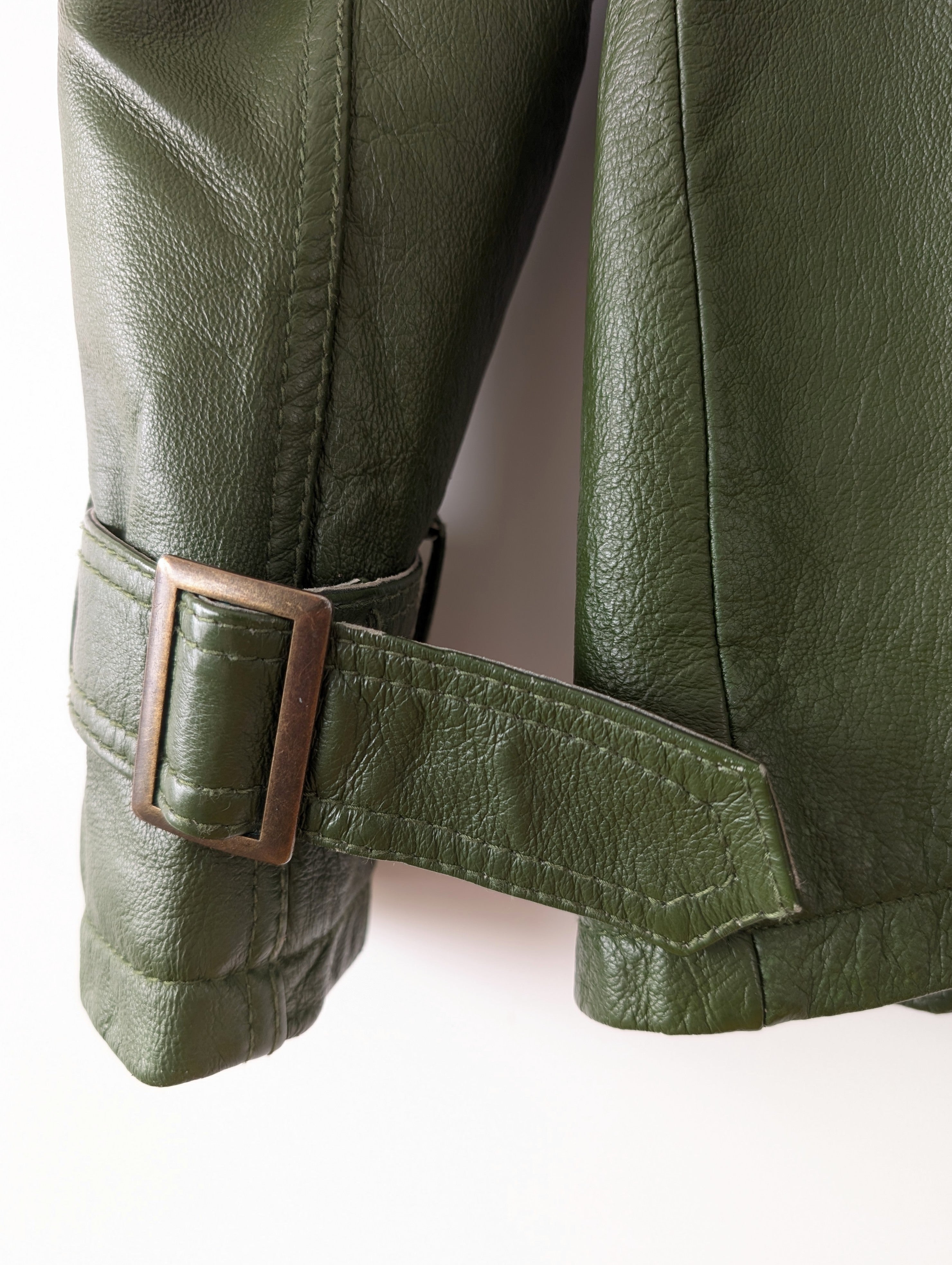 Leder Blazer Zweireiher Dunkelgrün (XS-S)
