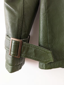 Leder Blazer Zweireiher Dunkelgrün (XS-S)