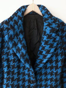 *Mohair* Kurzjacke Blazer Hahnentritt Blau Schwarz (L-XL)