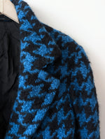 Lade das Bild in den Galerie-Viewer, *Mohair* Kurzjacke Blazer Hahnentritt Blau Schwarz (L-XL)
