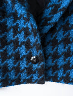 Lade das Bild in den Galerie-Viewer, *Mohair* Kurzjacke Blazer Hahnentritt Blau Schwarz (L-XL)
