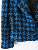 Lade das Bild in den Galerie-Viewer, *Mohair* Kurzjacke Blazer Hahnentritt Blau Schwarz (L-XL)
