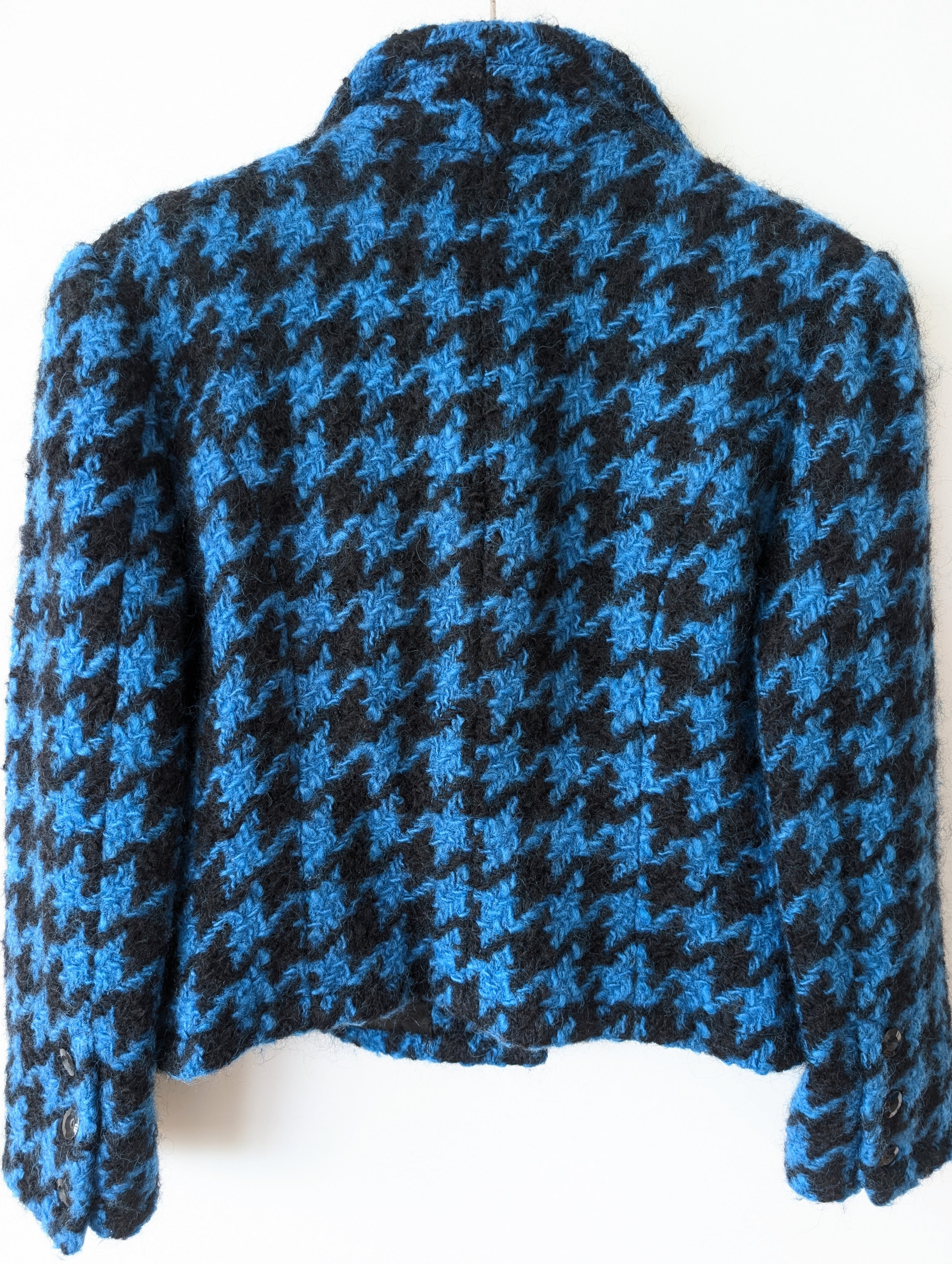 *Mohair* Kurzjacke Blazer Hahnentritt Blau Schwarz (L-XL)