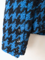 Lade das Bild in den Galerie-Viewer, *Mohair* Kurzjacke Blazer Hahnentritt Blau Schwarz (L-XL)
