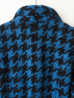 Lade das Bild in den Galerie-Viewer, *Mohair* Kurzjacke Blazer Hahnentritt Blau Schwarz (L-XL)
