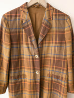 Lade das Bild in den Galerie-Viewer, Blazer Leinen Karo Tartan 90s Braun Orange (M-L)
