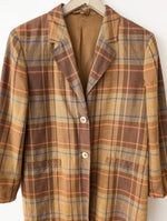 Lade das Bild in den Galerie-Viewer, Blazer Leinen Karo Tartan 90s Braun Orange (M-L)
