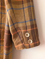 Lade das Bild in den Galerie-Viewer, Blazer Leinen Karo Tartan 90s Braun Orange (M-L)
