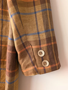 Blazer Leinen Karo Tartan 90s Braun Orange (M-L)