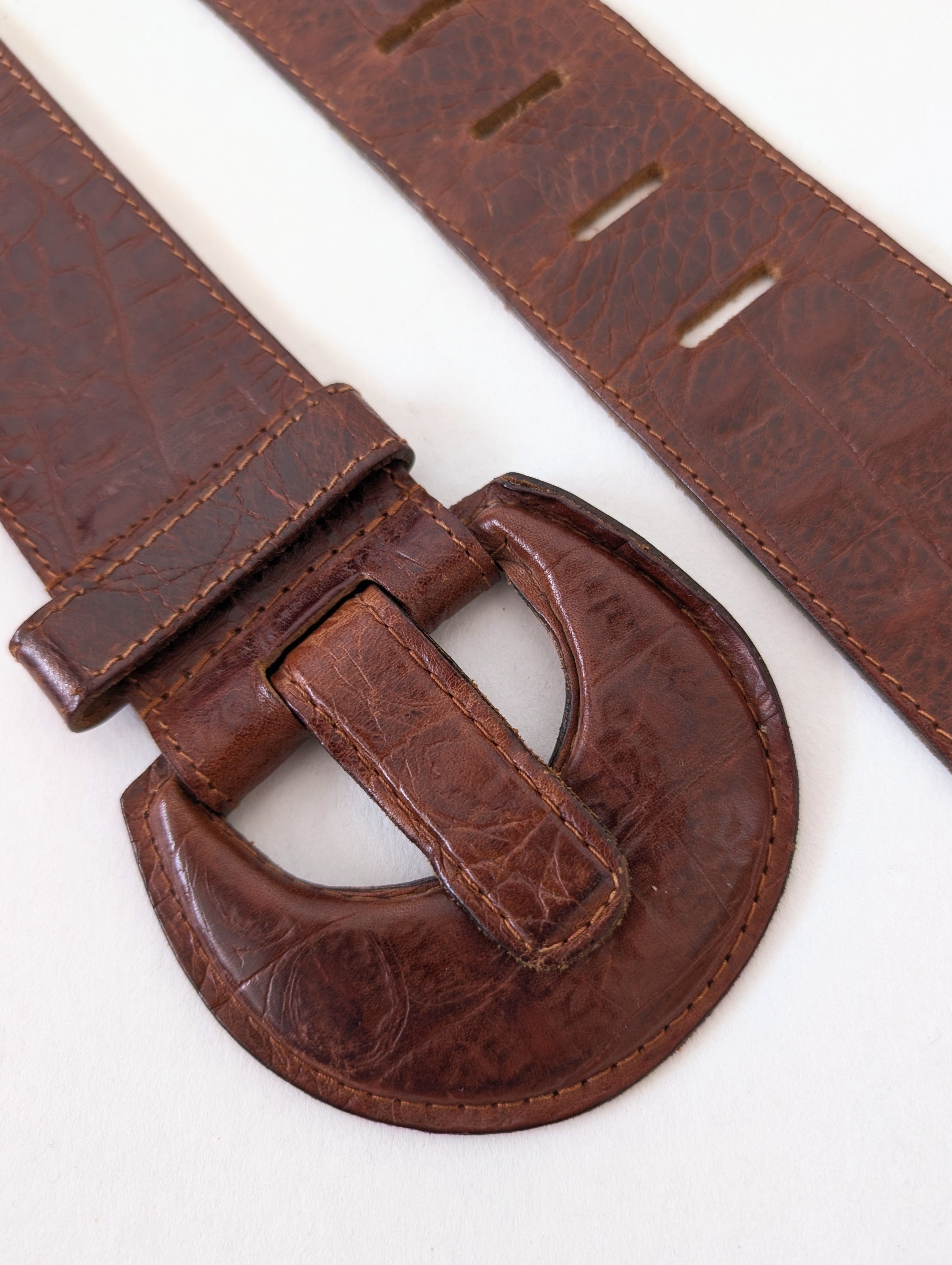Ledergürtel 80s Statement Dunkelbraun (85-105)